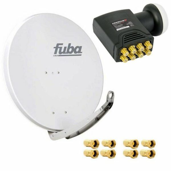 fuba DAA 850 G Satanlage Set Aluminium Satellitenschüssel in Grau HDTV 3D 4K DELUXE Octo LNB 1 Sat für 8 Teilnehmer SAT-Antenne