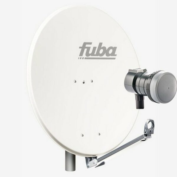 fuba DAL 801 W Sat Anlage Antenne Schüssel Spiegel Single LNB DEK 117 1 Teilnehmer Alu Sat-Schüssel/Sat-Spiegel Weiß + Fuba DEK 117 Single LNB für 2 Receiver/Teilnehmer (HDTV-, 4K- und 3D-kompatibel) SAT-Antenne