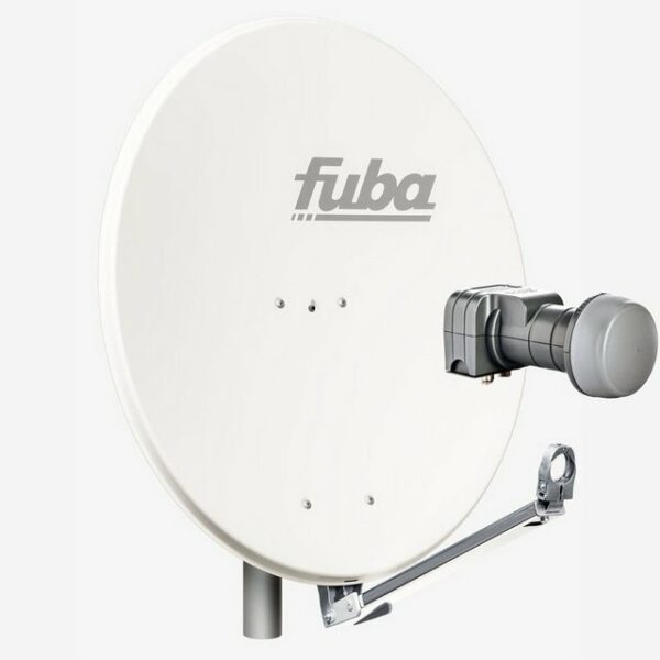 fuba DAL 802 W Sat Anlage Antenne Schüssel Spiegel Twin LNB DEK 217 2 Teilnehmer Alu Sat-Schüssel/Sat-Spiegel Weiß + Fuba DEK 217 Twin LNB für 2 Receiver/Teilnehmer (HDTV-, 4K- und 3D-kompatibel) SAT-Antenne