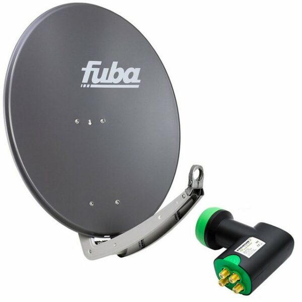 fuba Digital Sat Anlage Alu Anthrazit DAA 780 A PremiumX Green Diamond Quad LNB GDQS HD 4K UHD 4 Teilnehmer DVB-S2 SAT-Antenne