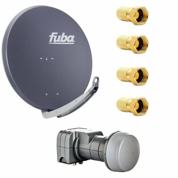 fuba Digital Sat Anlage DAA 850 A Satellitenantenne 85cm Aluminium Anthrazit DEK 217 Twin LNB UHD 4K + 4 F-Stecker SAT-Antenne