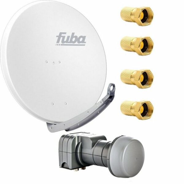 fuba Digital Sat Anlage DAA 850 W Weiß Satellitenantenne 85 cm Alu Weiss DEK 217 Twin LNB HDTV 4K 3D 4x F-Stecker SAT-Antenne