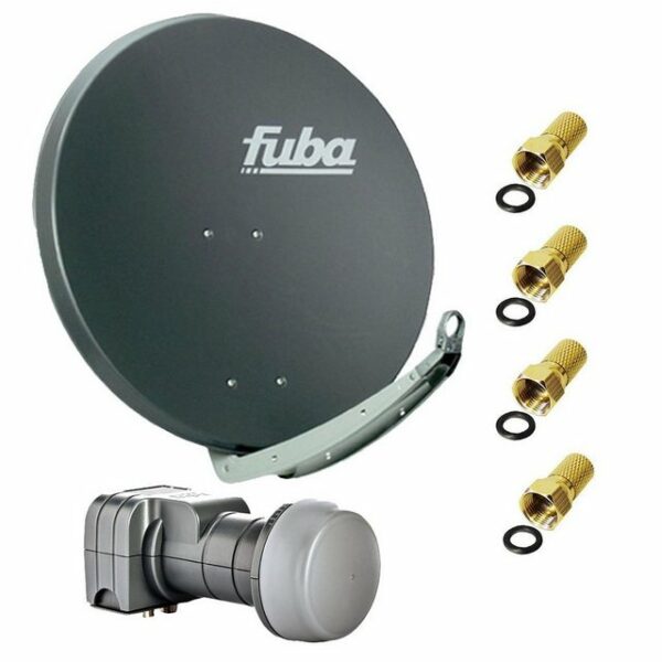 fuba SAT-Anlage DAA 780 A Satellitenantenne 78cm Aluminium Antrahzit DEK 217 Twin LNB 4x F-Stecker SAT-Antenne