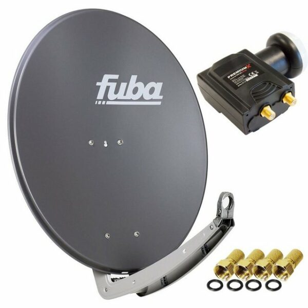 fuba daa 780 Satellitenantenne Aluminium in Anthrazit HDTV 3D 4KPremiumX DELUXE Twin LNB Sat SAT-Antenne