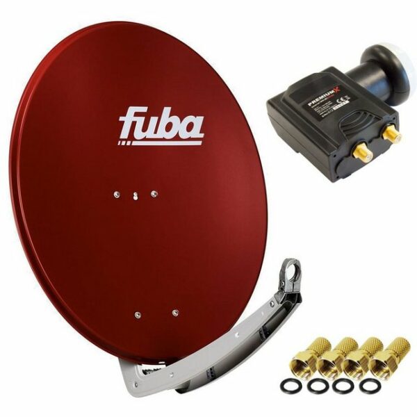 fuba daa 780 Satellitenantenne Aluminium in Rot HDTV 3D 4KPremiumX DELUXE Twin LNB Sat SAT-Antenne