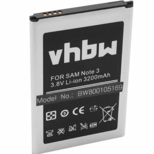 vhbw passend für Samsung Galaxy Note 3, Note 3 LTE, Note III, SC-01F, Smartphone-Akku 3200 mAh