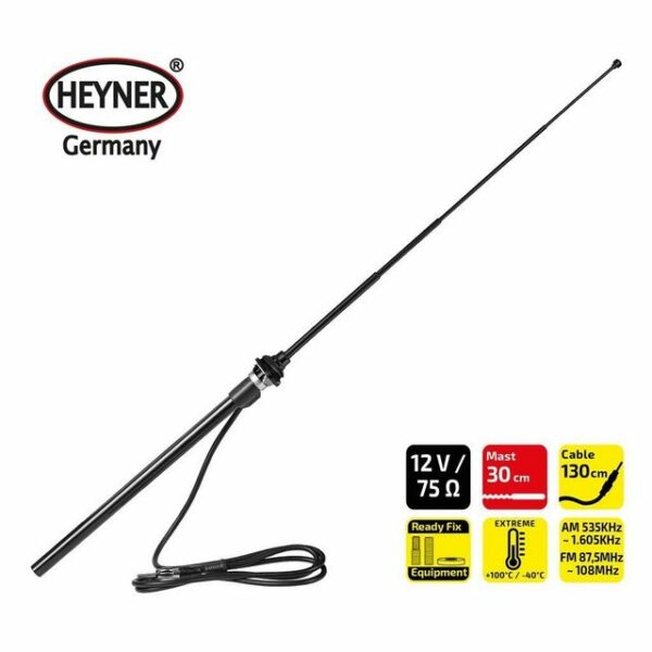 HEYNER Premium Auto-Antenne 12 V Autoradio-Ersatzantennenstab