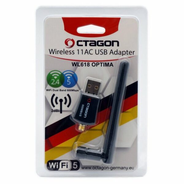 OCTAGON OCTAGON WL618 Optima WLAN 600 Mbit/s +2dBi Antenne USB 2.0 Adapter SAT-Receiver