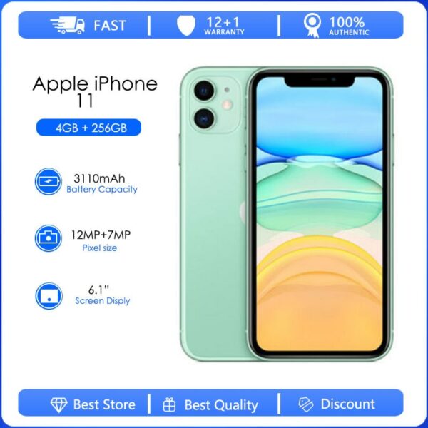 Original Apple iPhone 11 99% New Mobile Phone 4GB RAM 256GB ROM Face ID 6.1" Hexa-core 12MP 3110mAh 4G LTE Smartphone