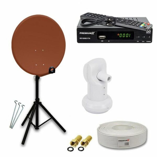 PremiumX Camping SAT Anlage 80cm ALU Antenne LNB Kabel Stativ Receiver SAT-Antenne