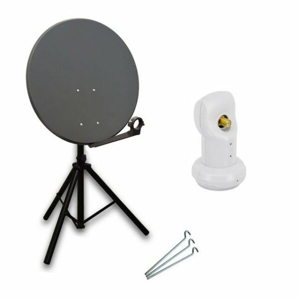 PremiumX Camping SAT Anlage 80cm Antenne Single LNB Dreibein Stativ SAT-Antenne