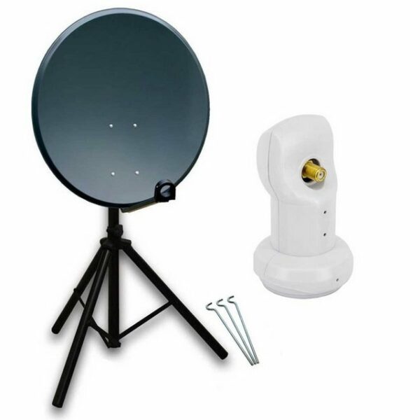 PremiumX Camping Satelliten-Komplettanlage 80cm Alu LNB Dreibein SAT-Antenne