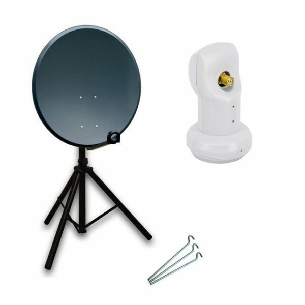 PremiumX Mobile Camping SAT Anlage 45cm Antenne Single LNB Dreibein Stativ SAT-Antenne