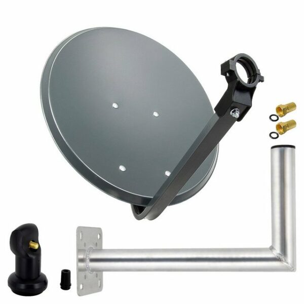 PremiumX SAT Anlage 45cm Anthrazit Satellitenantenne Single LNB Wandhalter 45cm SAT-Antenne