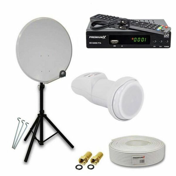 PremiumX SAT Anlage 60cm Antenne ALU Single LNB Kabel Stativ Receiver SAT-Antenne