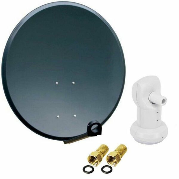 PremiumX Satelliten-Komplettanlage 45cm Stahl Anthrazit Single LNB 2x F-Stecker SAT-Antenne