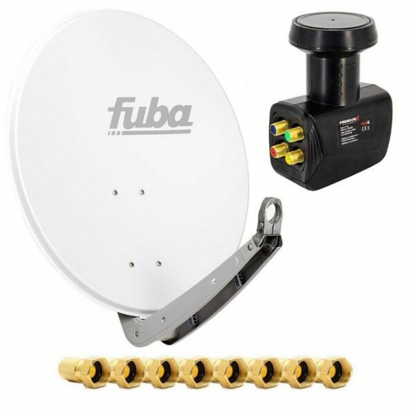 fuba SAT Anlage DAA 650 W + Quad LNB 4 Teilnehmer + 8x F-Stecker SAT-Antenne