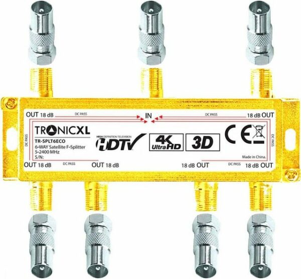 TronicXL SAT-Verteiler 4K CATV SAT SPLITTER Kabelfernsehen TV Verteiler Antenne BK Weiche