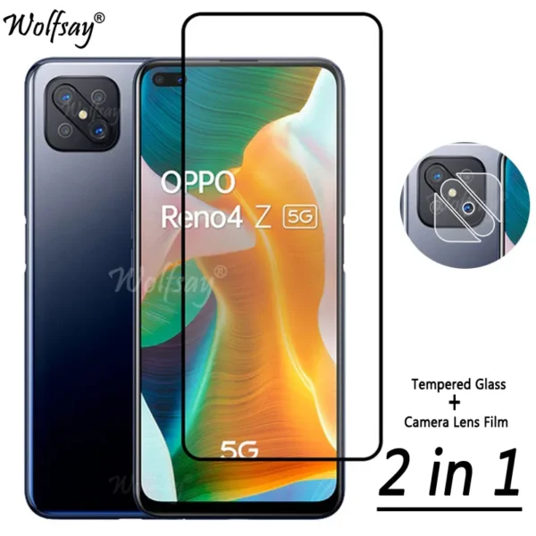 2 in 1 Tempered Glass For Oppo Reno4 Z 5G Screen Protector For Reno 4Z 7Z 8Z 6 7 8 Lite 5G Camera Lens For Oppo Reno 4Z 5G Glass