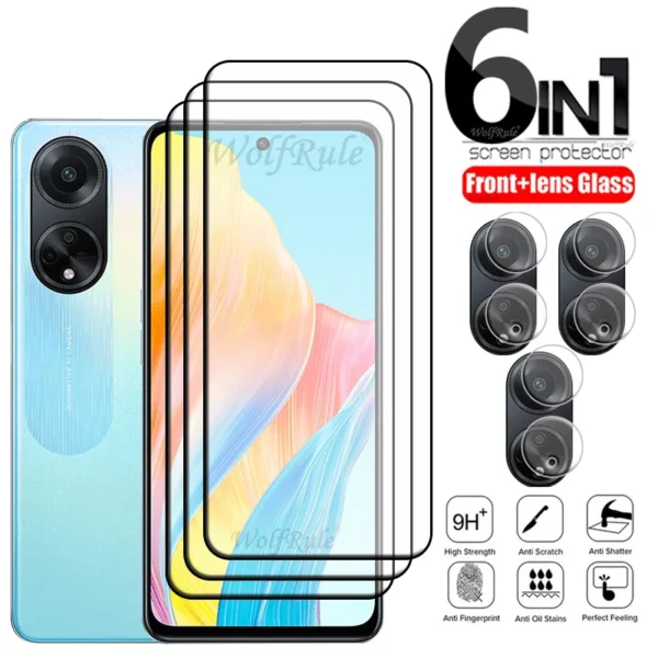 6-in-1 For OPPO A98 5G Glass For OPPO A98 5G Tempered Glass 9H HD Full Protective Screen Protector For OPPO A98 5G Lens Glass