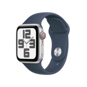 Apple Watch SE (GPS + Cellular) - 40 mm - Aluminium, Silber - intelligente Uhr mit Sportband - Flouroelastomer - Storm Blue - Bandgröße: S/M - 32GB - Wi-Fi, LTE, Bluetooth - 4G - 27,8 g (MRGJ3QF/A)