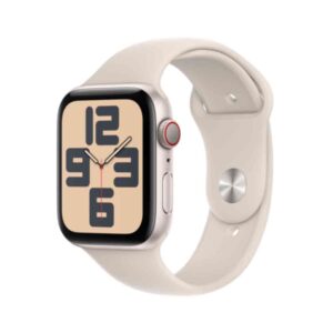 Apple Watch SE (GPS + Cellular) - 44 mm - Starlight Aluminium - intelligente Uhr mit Sportband - Flouroelastomer - Starlight - Bandgröße: M/L - 32GB - Wi-Fi, LTE, Bluetooth - 4G - 33 g (MRGX3QF/A)