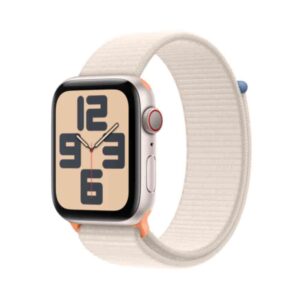 Apple Watch SE (GPS + Cellular) - 44 mm - Starlight Aluminium - intelligente Uhr mit Sportschleife - Stoff - Starlight - Handgelenkgröße: 145-220 mm - 32GB - Wi-Fi, LTE, Bluetooth - 4G - 33 g (MRH23QF/A)