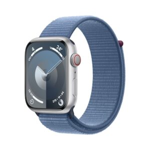 Apple Watch Series 9 LTE 45mm Aluminium Silber Sport Loop Winterblau