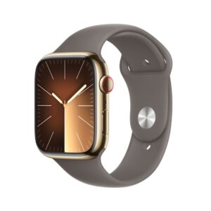 Apple Watch Series 9 LTE 45mm Edelstahl Gold Sportarmband Tonbraun M/L