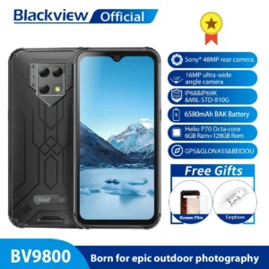 Blackview BV9800 Helio P70 Android 9.0 6GB+128GB Smartphone 48MP IP68 Waterproof 6580mAh 6.3" FHD NFC 4G LTE Mobile Phone