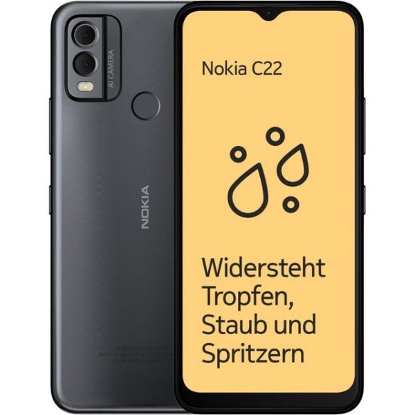 Nokia C22 64 GB / 2 GB - Smartphone - charcoal Smartphone (6,5 Zoll, 64 GB Speicherplatz)