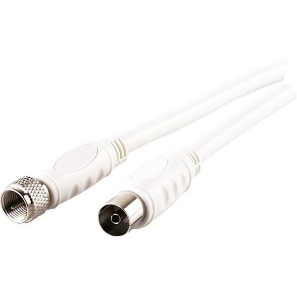 Schwaiger SAT Antennen Adapterkabel 90 dB SAT-Kabel, weiß, 1,5 m, 2-fach geschirmt, Bild- und Tonübertragung, Koaxialanschluss