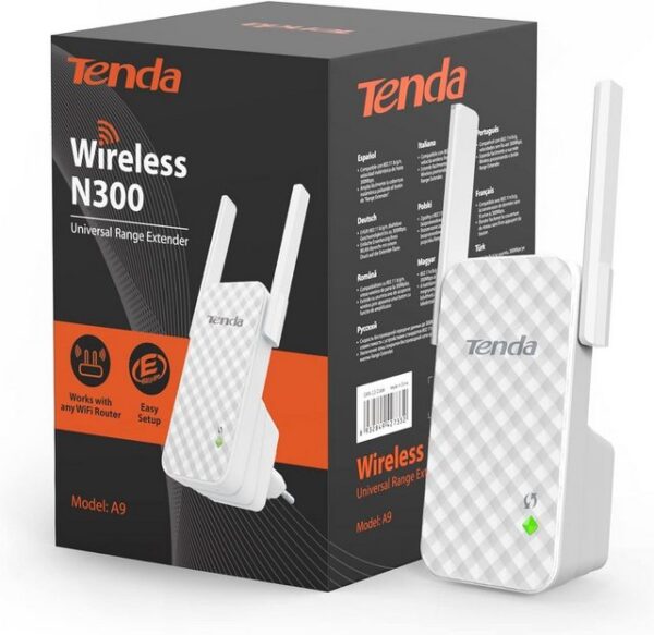 Tenda WLAN Verstärker externe Antennen, LED Anzeige, für allen WLAN Routern WLAN-Repeater