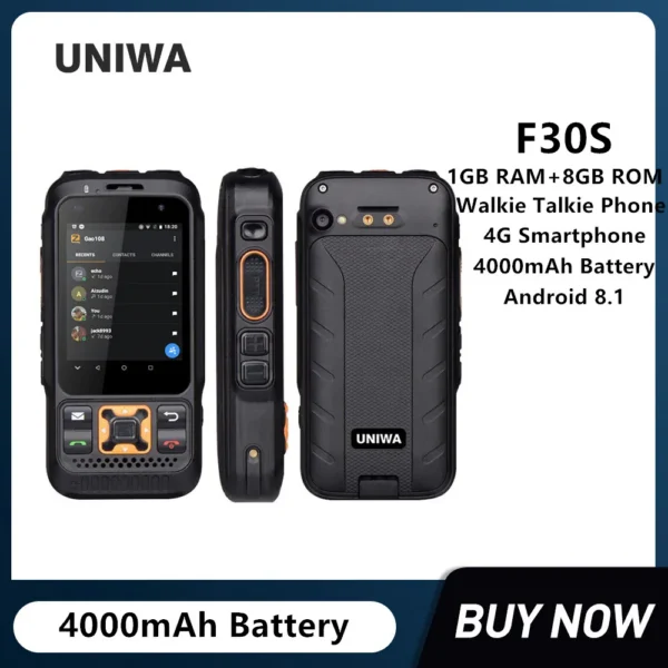 UNIWA F30S Dual Version Zello Walkie Talkie Mobile Phone FDD-LTE 4G Smartphones Quad Core 1GB+8GB Android 8.1 Dual Camera GPS