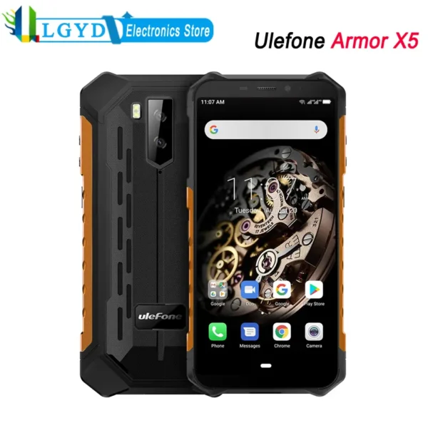 Ulefone Armor X5 Rugged Phone Waterproof Global Version 5.5'' Android MTK6763 Octa Core 64-bit to 2.0GHz 3GB+32GB ROM NFC 4G LTE