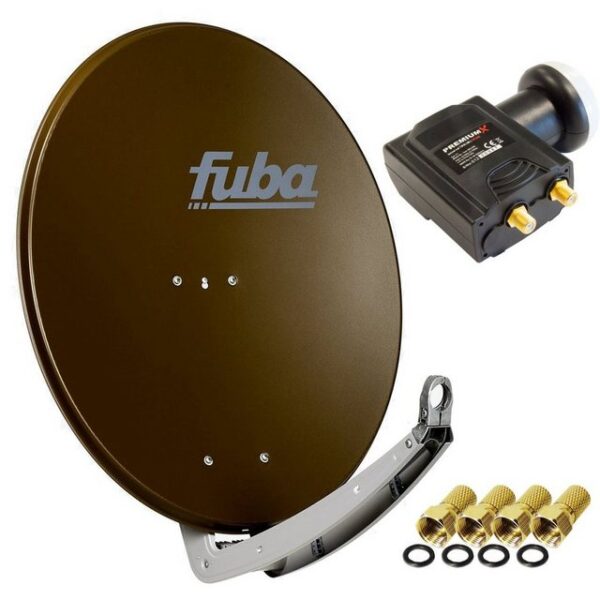 fuba DAA 780 B Satellitenantenne Alu Braun DELUXE Twin LNB Sat SAT-Antenne