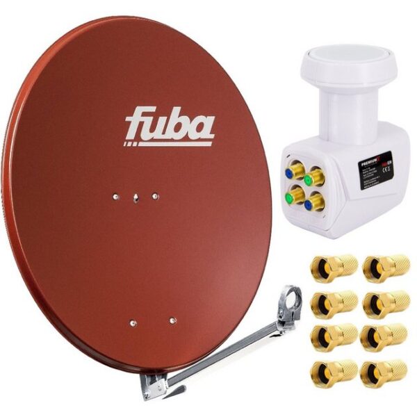 fuba DAL 800 R SAT-Antenne Alu Ziegelrot PremiumX LNB Quad 8x F-Stecker SAT-Antenne