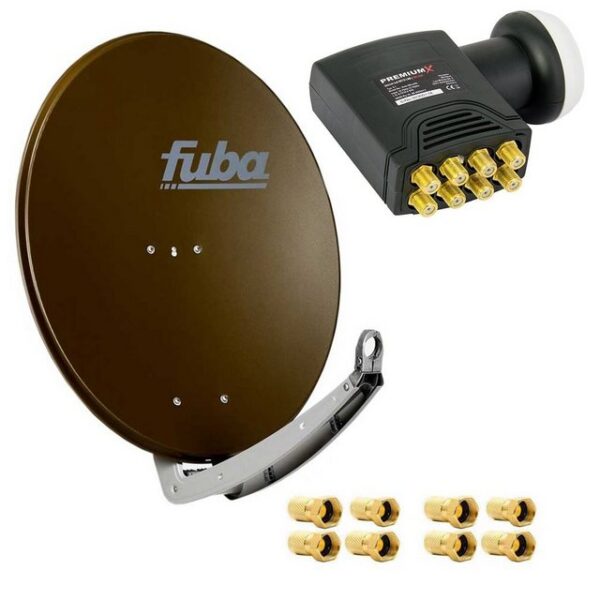 fuba Fuba DAA 780 B Satellitenantenne Alu Braun HDTV 4K DELUXE Octo LNB SAT-Antenne