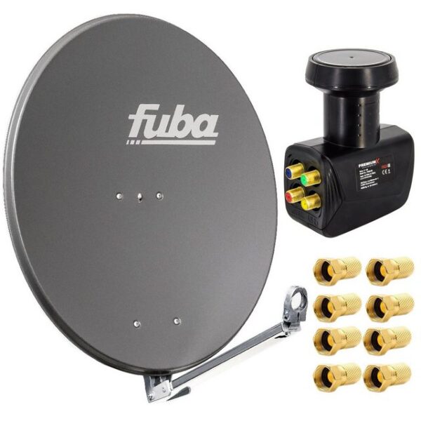 fuba Fuba DAL 800 A Satellitenantenne Alu Anthrazit LNB Quad 8x F-Stecker SAT-Antenne