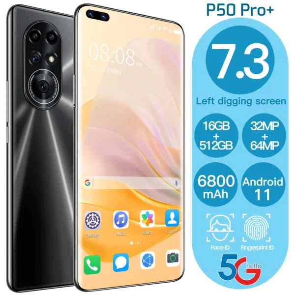 2021 globale Version Neue 7,3 Zoll Bildschirm 5G Smartphone mit 16GB + 512GB für Huawei P50 Pro +