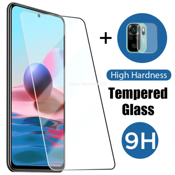 2In1 Camera Lens for Xiaomi Redmi 10X 9i 9A 9C 4G 5G Screen Protector on Redmi Note 10 10s 9 9s 5G Pro Max Protective Film Glass