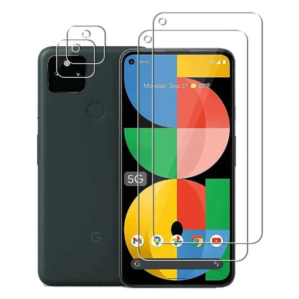 4 in 1 Für Google Pixel 6 5 4A 5A 5G 4 XL 4XL (2 stücke) gehärtetem Glas Display-schutzfolien & (2