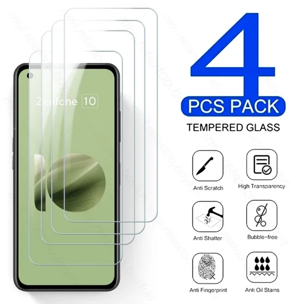 4PCS Tempered Glass Screen Protector Cover For Asus Zenfone 10 5G 2023 AI2302 5.9" Protective Film On Zenfone10 Zen Fone 10 5G