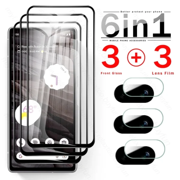 6 In 1 Tempered Glass For Google Pixel 7a 5G Protective Glass Pixel7a Pixle 7a 7 a a7 5G Full Cover Screen Protectors Lens Film