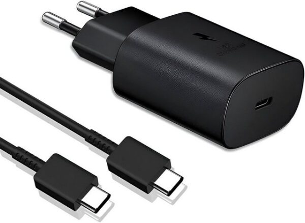 Cyoo 25W USB C Ladegerät Ladekabel 1m - Samsung Galaxy S23 S22 S21 S20 fe Smartphone-Ladegerät (Kompatibilität: Samsung Galaxy S10e, S20, S20+, S20+ 5G, S20 + 5G Enterprise Edition, S20 5G, S20 Enterprise Edition, S20 FE, S20 FE 5G, S20 Ultra 5G, S21+ 5G, S21 5G, S21 FE 5G, S21 Ultra 5G, S21 Ultra 5G Enterprise Edition, S22, S22+, S22 Ultra, S23, Note 10, Note 10+, Note 10 5G, Note 10+ 5G, S20 +, S8 +, S9 +, S10 +, Note 8, Note 9, A80, 2-tlg., Inklusives USB-C Kabel Zuverlässige Qualität Schnellladegerät, Superschnelles Laden Universelle Kompatibilität)