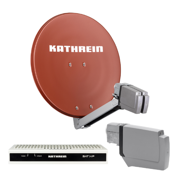 Kathrein CAS 80 Sat-Antenne Rotbraun (ro) multifeedfähig - 8 Teilnehmer über SAT-IP