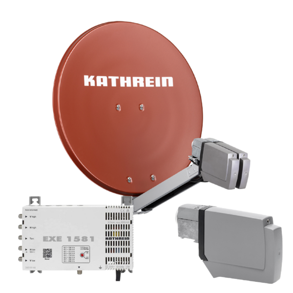 Kathrein CAS 80 Sat-Antenne Rotbraun (ro) multifeedfähig - 8 Teilnehmer über Unicable