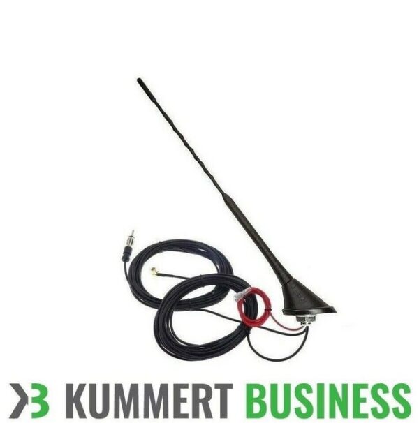 Kummert Business Dachantenne DAB+ Radio AM/FM Antenne 5m Kabel Verstärker 12V DIN SMB Autoradio-Ersatzantennenstab (für Dach)