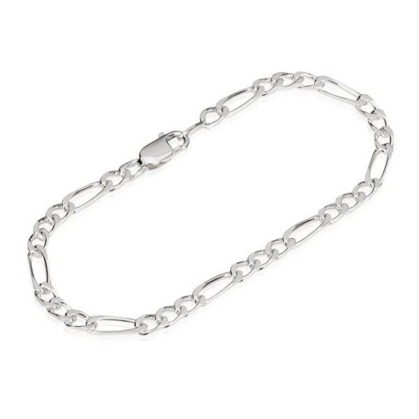 NKlaus Silberarmband 21cm 925 Echt Sterling Silber Figaro Kette Armkette Armband 4,4mm 6,5g