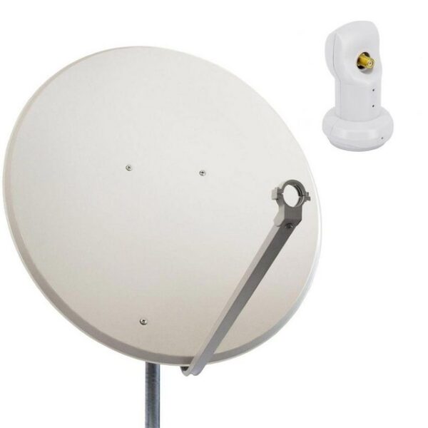 PremiumX SAT Anlage 100cm Satellitenschüssel Stahl Hellgrau Single LNB SAT-Antenne